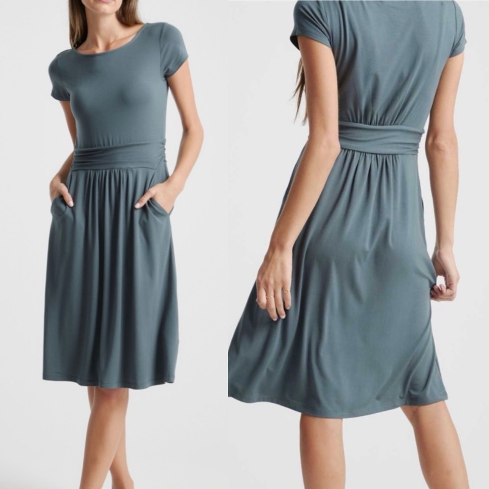 Quince Dark Olive Midi Dress